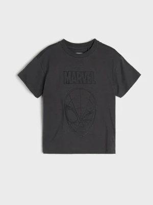Sinsay - Bawełniana koszulka loose z nadrukiem Spider-Man - szary