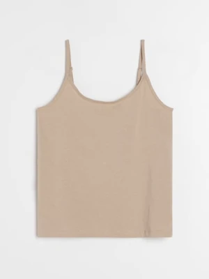 Sinsay - Bawełniana koszulka na ramiączkach - beżowy