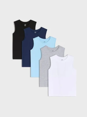 Sinsay - Bawełniana koszulka na ramiączkach - błękitny