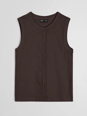 Sinsay - Bawełniana koszulka na ramiączkach - brązowy