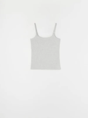 Sinsay - Bawełniana koszulka na ramiączkach - szary