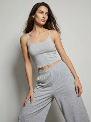 Sinsay - Bawełniana koszulka na ramiączkach - szary