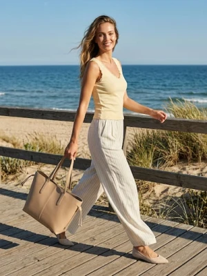 Sinsay - Bawełniana koszulka na ramiączkach - żółty