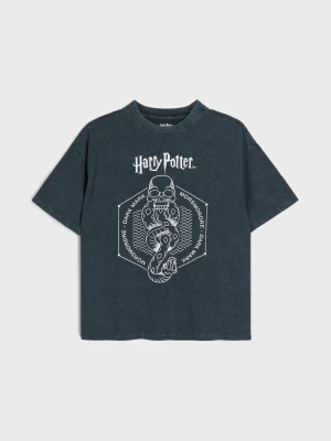 Sinsay - Bawełniana koszulka oversize z nadrukiem Harry Potter - czarny