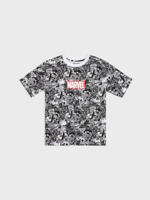 Sinsay - Bawełniana koszulka oversize z nadrukiem Marvel - wielobarwny