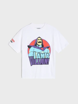 Sinsay - Bawełniana koszulka oversize z nadrukiem Masters of the Universe - biały