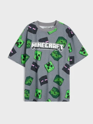 Sinsay - Bawełniana koszulka oversize z nadrukiem Minecraft - czarny