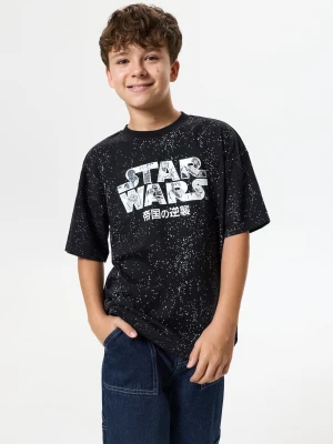 Sinsay - Bawełniana koszulka oversize z nadrukiem Star Wars - czarny