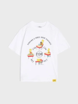 Sinsay - Bawełniana koszulka oversize z nadrukiem The Simpsons - biały