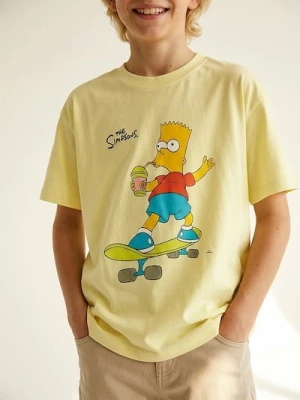 Sinsay - Bawełniana koszulka oversize z nadrukiem The Simpsons - żółty