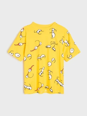 Sinsay - Bawełniana koszulka oversize z nadrukiem The Simpsons - żółty