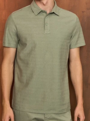 Sinsay - Bawełniana koszulka polo basic - khaki
