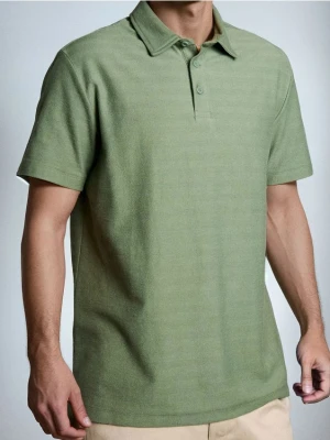 Sinsay - Bawełniana koszulka polo basic - zielony