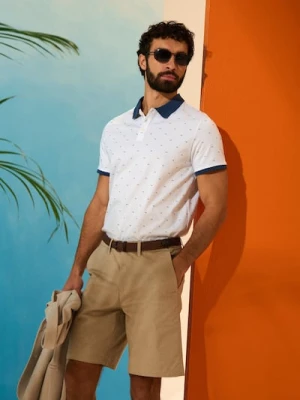 Sinsay - Bawełniana koszulka polo - biały