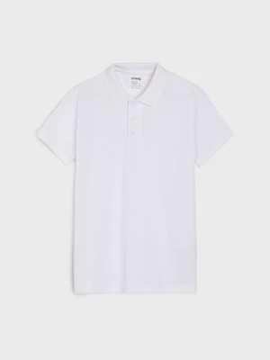 Sinsay - Bawełniana koszulka polo - biały