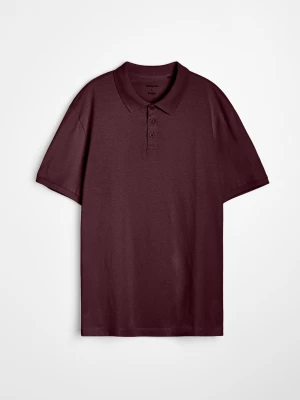 Sinsay - Bawełniana koszulka polo - bordowy