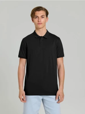 Sinsay - Bawełniana koszulka polo - czarny