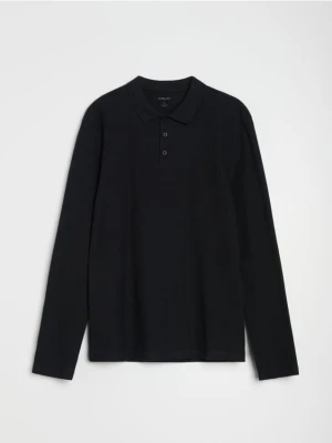 Sinsay - Bawełniana koszulka polo - czarny