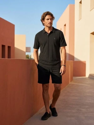 Sinsay - Bawełniana koszulka polo - czarny