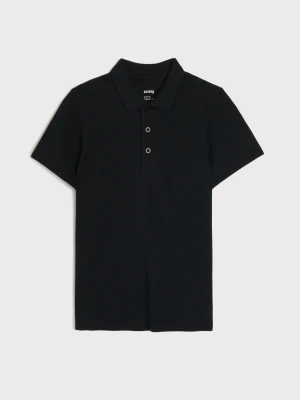 Sinsay - Bawełniana koszulka polo - czarny