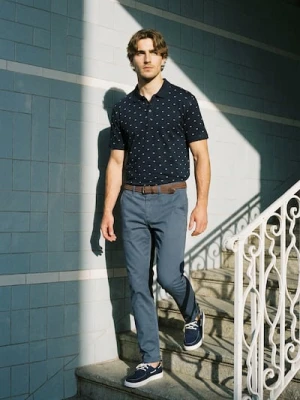 Sinsay - Bawełniana koszulka polo - granatowy