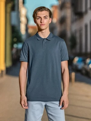 Sinsay - Bawełniana koszulka polo - niebieski