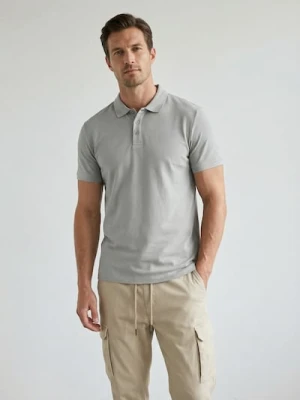 Sinsay - Bawełniana koszulka polo - szary