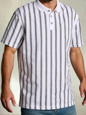 Sinsay - Bawełniana koszulka polo w paski - kremowy