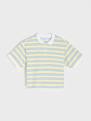 Sinsay - Bawełniana koszulka polo w paski - wielobarwny