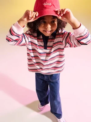 Sinsay - Bawełniana koszulka polo z długim rękawem w paski - wielobarwny