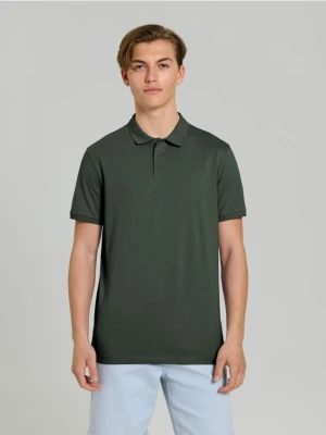 Sinsay - Bawełniana koszulka polo - zielony