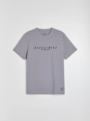 Sinsay - Bawełniana koszulka slim fit z krótkim rękawem SNSY PERFORMANCE - szary