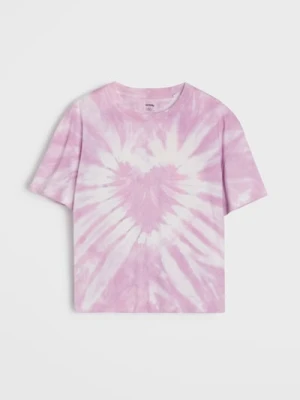 Sinsay - Bawełniana koszulka tie-dye z motywem serca - wielobarwny