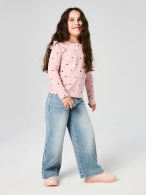 Sinsay - Bawełniana koszulka w kropki - różowy