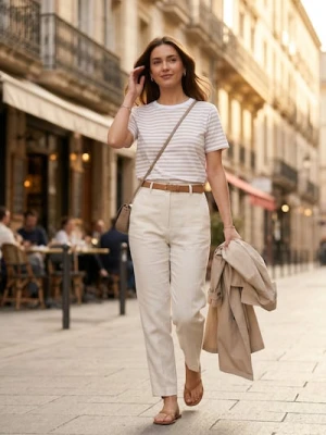 Zdjęcie produktu Sinsay - Bawełniana koszulka w paski - beżowy