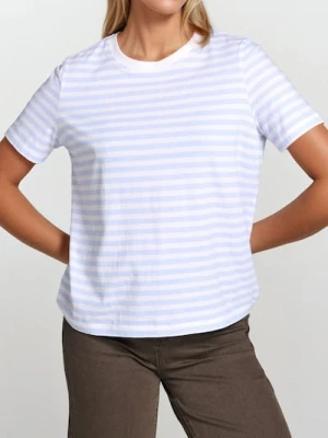 Sinsay - Bawełniana koszulka w paski - błękitny