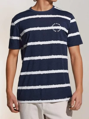 Sinsay - Bawełniana koszulka w paski - granatowy