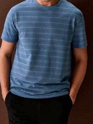 Sinsay - Bawełniana koszulka w paski - granatowy