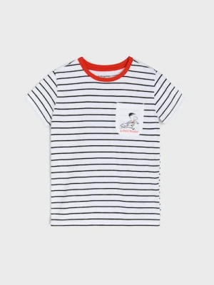 Sinsay - Bawełniana koszulka w paski Le Petit Nicolas - biały