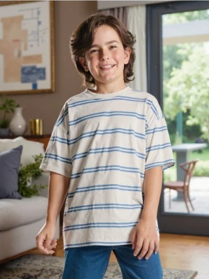 Sinsay - Bawełniana koszulka w paski - szary