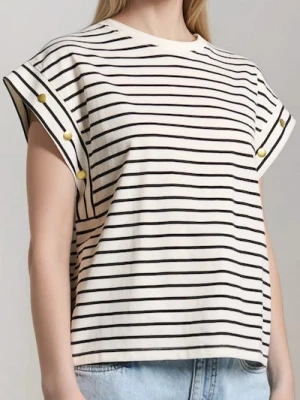 Sinsay - Bawełniana koszulka w paski - wielobarwny