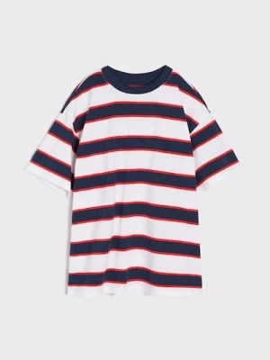 Sinsay - Bawełniana koszulka w paski - wielobarwny