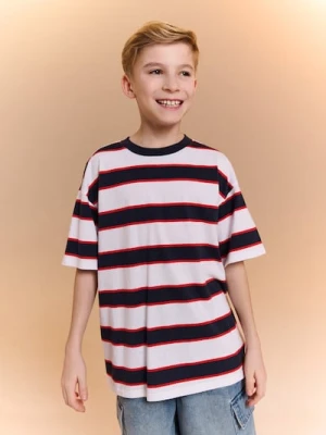 Sinsay - Bawełniana koszulka w paski - wielobarwny