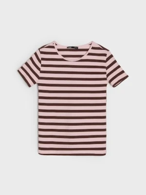 Sinsay - Bawełniana koszulka w paski - wielobarwny