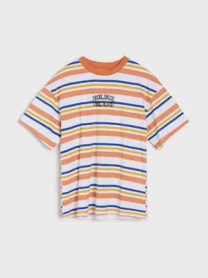 Sinsay - Bawełniana koszulka w paski - wielobarwny