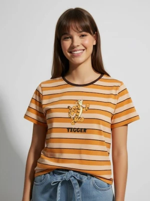 Sinsay - Bawełniana koszulka w paski z nadrukiem Winnie The Pooh - wielobarwny