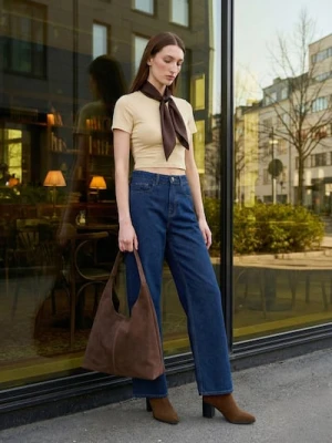 Sinsay - Bawełniana koszulka - yellow jeans