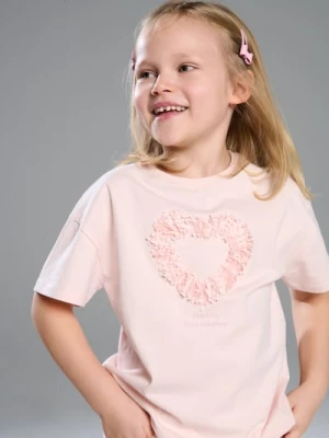 Sinsay - Bawełniana koszulka z aplikacją 3D - różowy