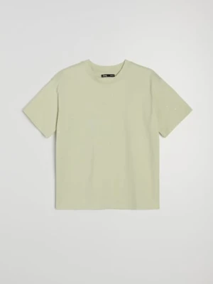 Sinsay - Bawełniana koszulka z cyrkoniami - zielony