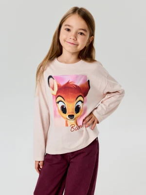 Sinsay - Bawełniana koszulka z długim rękawem Bambi - fioletowy